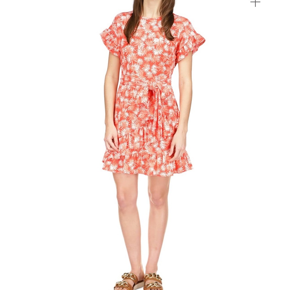Michael Kors Tropical Palm Print Dress Ruffles‎